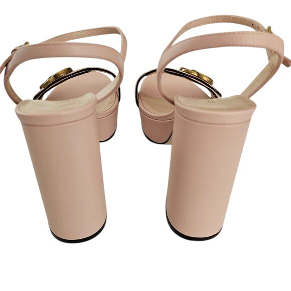 Gucci GG Marmont Platform Sandal Size 37 US 7 Light Baby Pink Block Heel - Picture 5 of 12